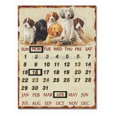 China Europe Dog Design Decorative Tin Sign Metal Sign Calendar for sale