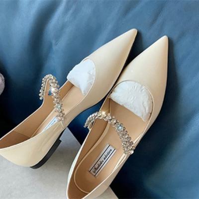 China Flatbed 2022 Spring And Summer New Rhinestone Soft Fairy Lady With Shallow Mouth Shrill Flat Bottom Pumps Women for sale