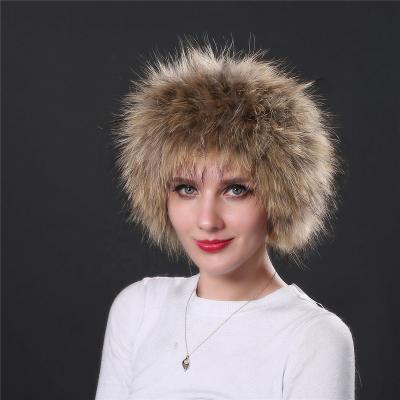 China Collar Scarf Wholesale Customized Warm Luxury Knitted Winter Raccoon Fur Collar Scarf With Fur Fox Fur Headband Headpiece For Women for sale