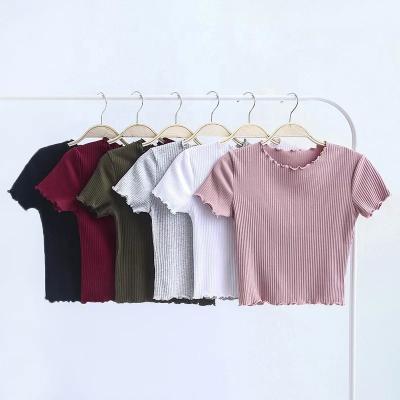 China New Women's New T-shirt Anti-wrinkle Vintage O Neck Sleeve Cheap Clothing Summer Short Thin Casual Loose Tops for sale