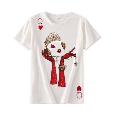 China Harajuku Summer Anti-wrinkle Top Office Lady Tees High Quality Cotton Shorts Sleeve Fashion Casual Playing Cards for sale