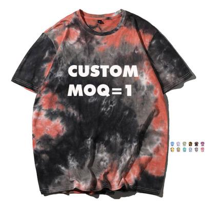 China Anti-wrinkle fashion brand custom tee shirt slim fit vintage style multi color cotton custom men's tie dye t-shirts for sale