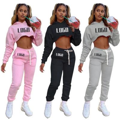 China Anti-pilling 2022 Custom Logo Casual Women Joggers Suits Hoodies Set Suit For Women Factory Wholesale Price for sale