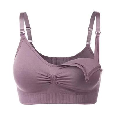 China M Size Antibacterial Adjustable Straps XXL Feeding Maternity Bra Purple Gray Spandex Nylon Nursing Care Bra for sale