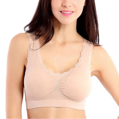 China Wholesale Antibacterial Fitness Comfortable Nude Bra Yoga Sports Bandeau Women's One-Piece Seamless Bra for sale