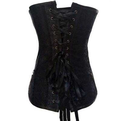 China Antibacterial Fashionable Strapless Body Shaper Corset V-Neck Black Steel Boned Corset Top With Straps for sale