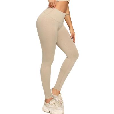 China Antibacterial Women Knit Fitness Equipments High Waisted Plain Yoga Pants Butt Lift Cable Workout Butt Lift Gaiters for sale