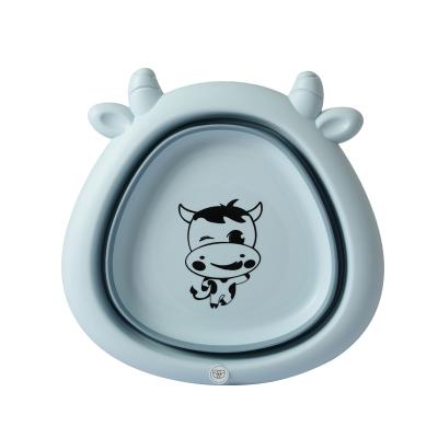 China Bathroom Folding Wash Basin Cartoon Basin PP+TPE Plastic Baby Basin for sale