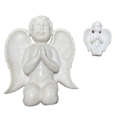 China Natural Ivory Crystal Gemstone Angel Angel Agate Europe Holiday Decoration Gifts White Jade Quartz Crafts Pray Angel Statue for sale