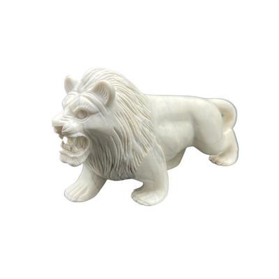 China China Hotsale natural hand carved white ivory agate jade quartz home lion statue for decoration for sale