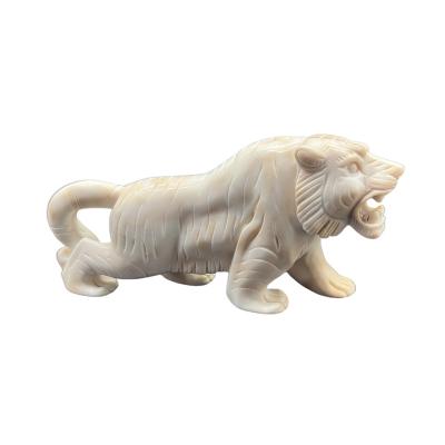 China China Natural Crystal Quartz White Ivory Jade Carving Tiger Gemstone Animal Tiger Carving Hand Crafts For Gifts for sale