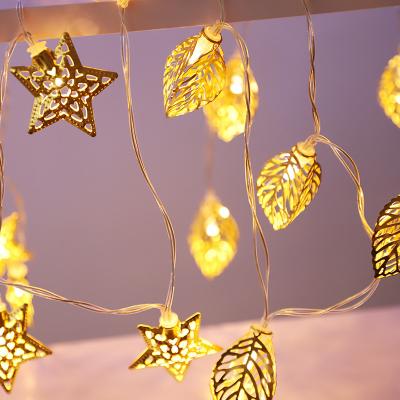 China Hotel 2021 2M Muslim 10 LED Leaf Style Christmas Day Living Room Garden Garland Light String Battery Power for sale