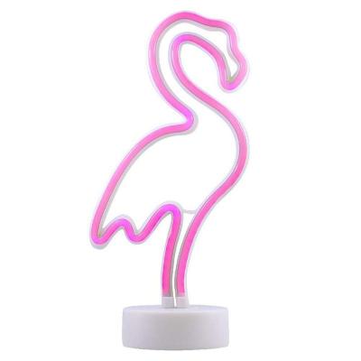 China Theme Park Neon Modeling Lights Led Decorative Christmas Lights Round Base Battery Operated Flamingo Table Light for sale