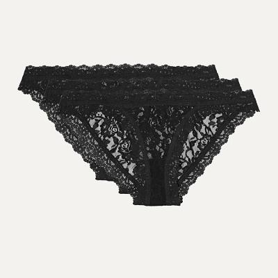 China Wholesale custom logo lace mesh sexy bridal black transparent panties breathable for sale