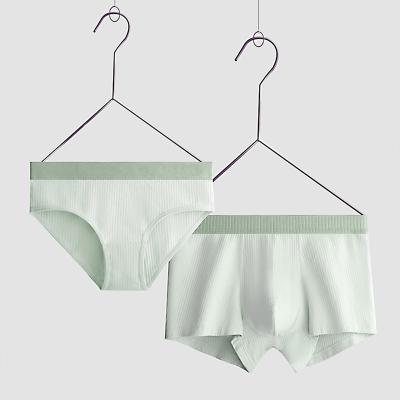 China Solid Color Breathable Classic Cotton Wide Elastic Couples Custom Underwear for sale