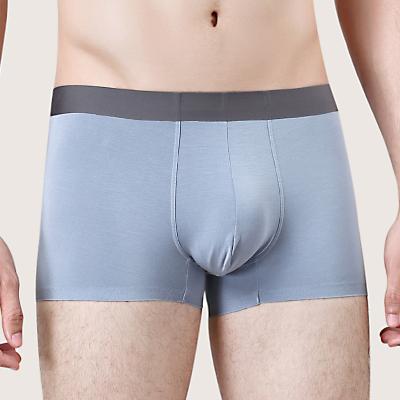 China 90% Spandex 10% Mid-Waist Solid Color Mens Boxer Briefs Breathable Modal Seamless Underwear for sale