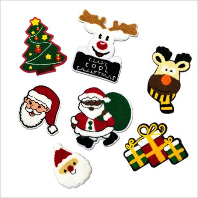 China Wholesale 3D Christmas Custom Iron On Patches Embroidery Chenille Patch With Clothes for sale