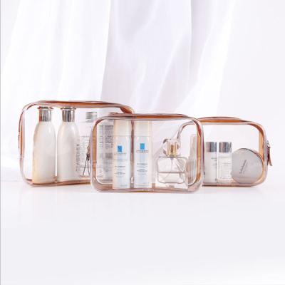 China Simple Custom Clear Travel Plastic Make Up Bag PVC Transparent Travel Cosmetic Bag for sale