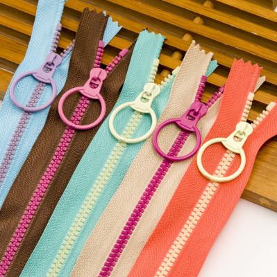 China Viable Stock Wholesale Apparel Accessories Resin Zipper #3 Plastic Nylon End Zipper for sale