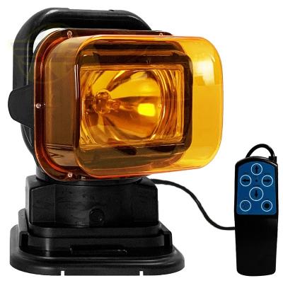 China 24V 70W High Power 7 Inch 360 Degree Rotating Amber Yellow Halogen Searchlight Spotlight for Truck Boat Jeep Pickup SUV ATV Offroad Truck Boat for sale