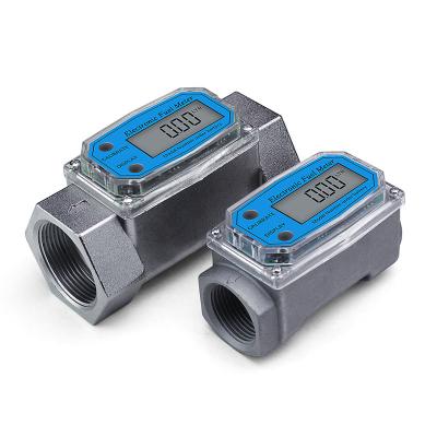 China High Accuracy Mini Small Digital Electronic Flow Meter Digital Turbine Measuring Liquid Flow Meter For Water Fuel Gasoline Diesel Gas Station for sale