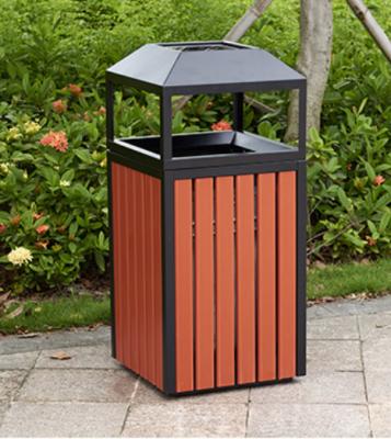 China Outdoor wooden trash can, amusement park trash can, waste bin for sale