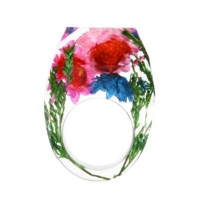 China CLASSIC Natural Dry Flower Epoxy Resin Rings For Women Colorful Dry Flowers Beautiful Leaves Rings Jewelry Wedding for sale