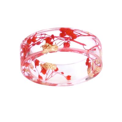 China CLASSIC Single Flower Ring With Flower In Ring,Real Resin Flower Ring For Woman Color Flower Girl Woman Resin Jewelry for sale