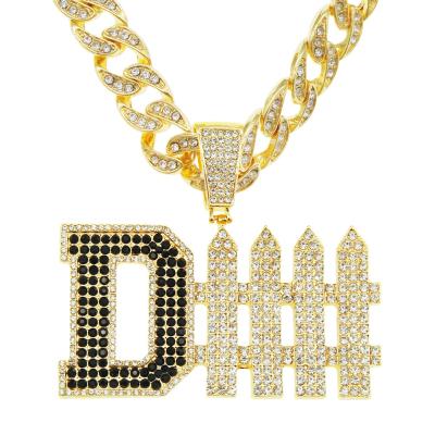 China Cuba chain Europe and USA Amazon the new full of diamonds letter Cuba pendant chain necklace for sale