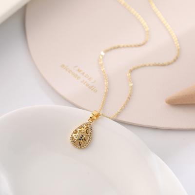 China Retro Vintage Fashion Colorful Our Lady of God Name Pendant Necklace Personality Wind Ethnic Chain Female Locking Niche Pendant for sale