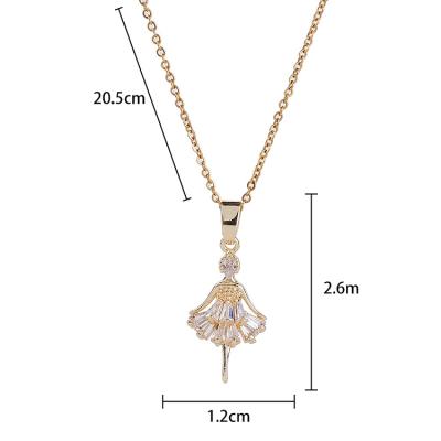 China Simple And Soft Vintage Cute Zirconia Color Cartoon Angel Dancing Girl Necklace Gold Plated Pendant for sale