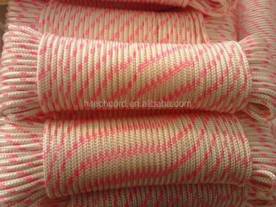 China White High Abrasion Resistance With 6mm/12mm Red/Pink Dacron Polyester Braided Rope for sale