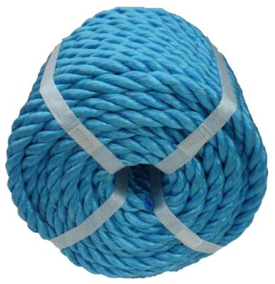 China Blue Color 3 Strands PP 12mm Twisted Polypropylene Raffia Rope Split Film Twist Rope for sale