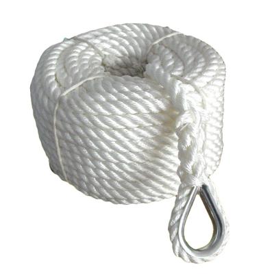 China High Tensile 18mm 20mm 22mm 3 Strands Polypropylene Rope White Rope Twine With Eye Splice for sale