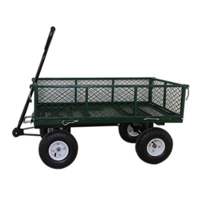 China Garden Work Custom Design Four Wheel Metal Mesh Wagon Garden Pull Cart for sale