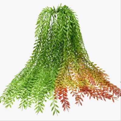 China Natural Exquisite Touch Art Garland Hanging Wall Willow Rattan Artificial Green Plants for sale