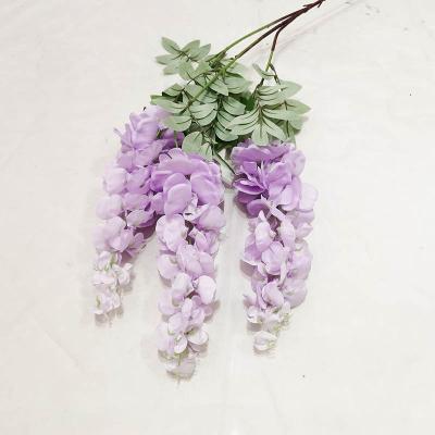 China Eco-friendly Artificial Flowers Silk Wisteria Wall Forks High Grade 3 Hanging Flowers for sale