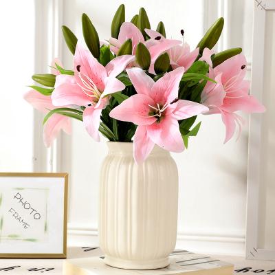 China Home Decor PVC Washable Artificial Lily Flower Mini Decorative Flowers Eco-friendly for sale