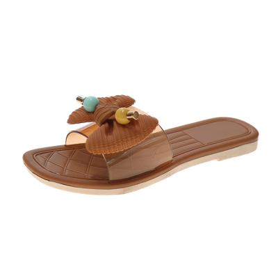 China Comfortable PVC Summer Fashion Sandals Anti-skid Sandals Tide Bow Women's Leisure Fashion Non-slip Bottom Slippers for sale