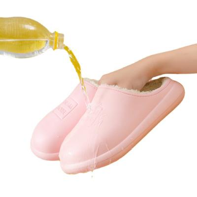 China Unisex Fashion Trend Winter Updraft Slippers Warm Waterproof Non-slip Slides House Fluffy Slippers Indoor Laces for sale