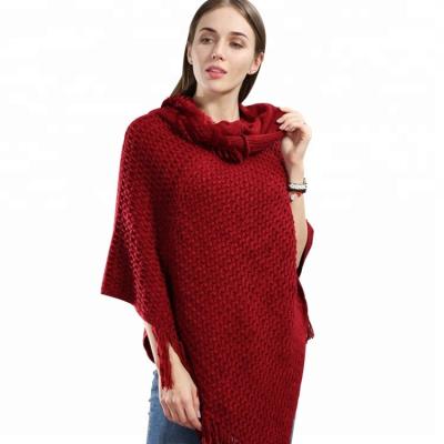 China Plus size 2016 wholesale new fashionable women knit cashmere sweater poncho for sale