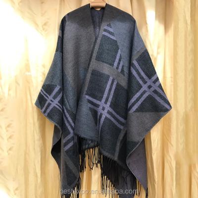 China Wholesale 100% cashmere Kashmir women fashion ruana cape wraps Indian geometry pattern woolen shawl for sale