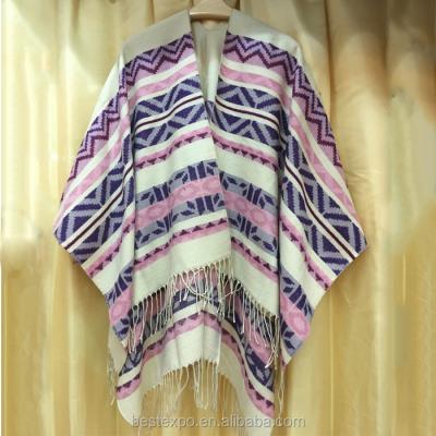 China Cashmere wholesale women's traditional ruana knit wraps cashmere fringe pink kashmir blanket buyers for pashmina shawls for sale