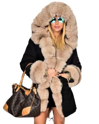 China 2020 Sustainable Parka Style Winter Women Smudge Fur Coat Warm Sale Camouflage Coat With Faux Fur Hood Trim for sale