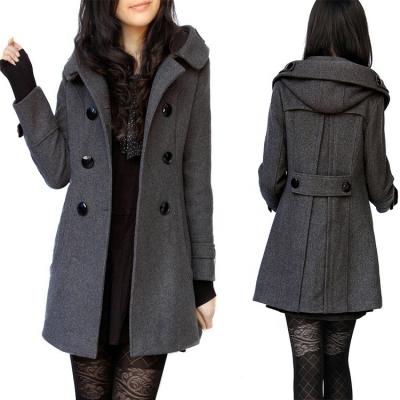 China Fashionable Wholesale Women's Long Jacket With Hat And Pocket New Winter Warm Trench Coats for sale