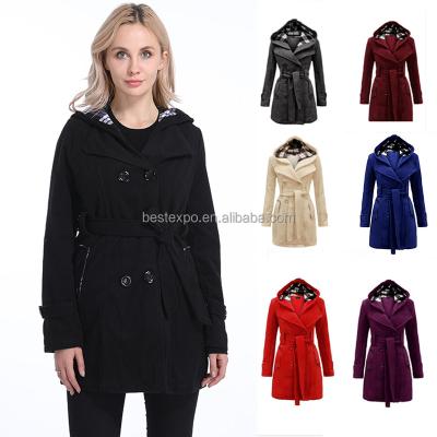 China New Anti-Shrinkage Women Fashion Long Jacket With Pocket And Hat Ladies Winter Pictures Dust Coats for sale