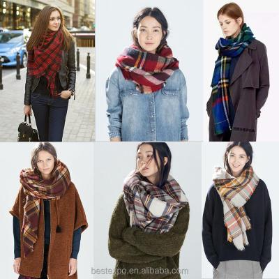 China 2016 Fashionable Cashmere Tartan Shawl Cover Up Cashmere/Acrylic Women Plaid Square Scarf for sale