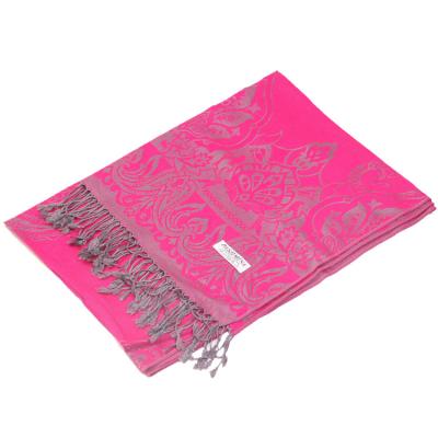 China wholesale 100% polyester jacquard weave print scarves with fringe cheap price overstock pashmina shawl for sale