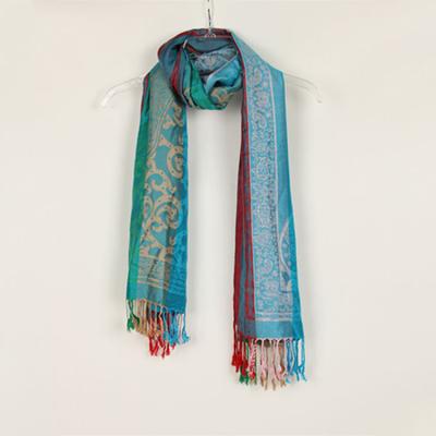 China Original cheap price girl fashion shawl fashion blue pashmina scarf for sale