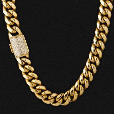 China Hiphop Outlet Trendy Custom Iced Out Gold Plated Stainless Steel Layered Chunky Necklace for sale